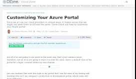 
							         Customizing Your Azure Portal - DZone Cloud								  
							    