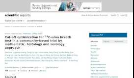 
							         Cut-off optimization for 13 C-urea breath test in a community-based ...								  
							    