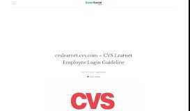 
							         cvslearnet.cvs.com - CVS Learnet Employee Login Guideline								  
							    
