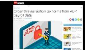 
							         Cyber thieves siphon tax forms from ADP payroll data - Business								  
							    