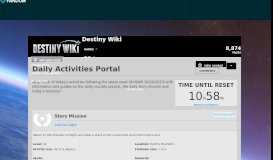 
							         Daily Activities Portal | Destiny Wiki | FANDOM powered by Wikia								  
							    
