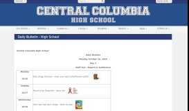
							         Daily Bulletin - High School - Central Columbia High School								  
							    