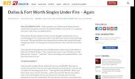 
							         Dallas & Fort Worth Singles Under Fire – Again – CBS Dallas ...								  
							    