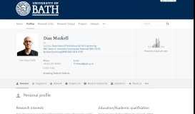 
							         Dan Maskell — the University of Bath's research portal								  
							    