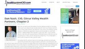 
							         Dan Nash, CIO, Citrus Valley Health Partners ... - Health System CIO								  
							    