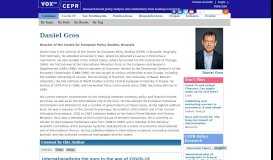 
							         Daniel Gros | VOX, CEPR Policy Portal - Vox EU								  
							    
