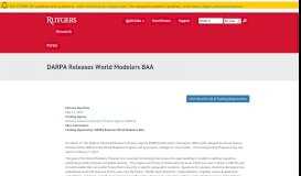 
							         DARPA Releases World Modelers BAA | Faculty Research Portal								  
							    