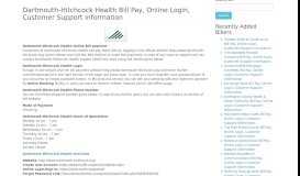 
							         Dartmouth-Hitchcock Health Bill Pay, Online Login, Customer ...								  
							    
