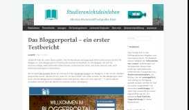 
							         Das Bloggerportal – ein erster Testbericht | Studierenichtdeinleben								  
							    