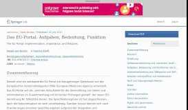 
							         Das EU-Portal: Aufgaben, Bedeutung, Funktion | SpringerLink								  
							    