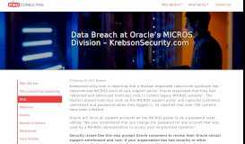 
							         Data Breach at Oracle's MICROS Division – KrebsonSecurity.com ...								  
							    