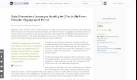 
							         Data Dimensions Leverages Availity to Offer Multi ... - Business Wire								  
							    