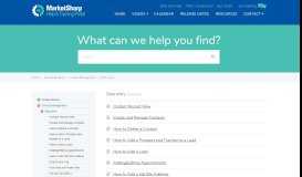 
							         Data entry | Help Portal - MarketSharp								  
							    