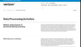 
							         Data Processing Activities | About Verizon								  
							    