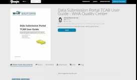 
							         Data Submission Portal TCAB User Guide - WHA Quality Center								  
							    