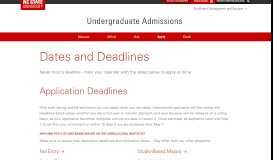 
							         Dates and Deadlines | Undergraduate Admissions | NC State University								  
							    