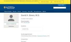 
							         David H. Breen, M.D. - University of Rochester Medical Center - URMC								  
							    