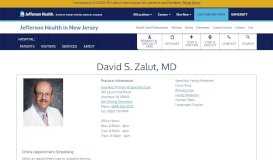 
							         David S. Zalut, MD | Jefferson Health New Jersey - Kennedy Health								  
							    