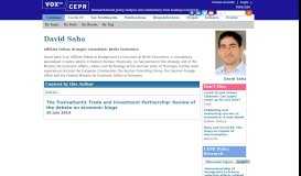 
							         David Saha | VOX, CEPR Policy Portal - Vox EU								  
							    