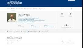 
							         David Wilson - University of Huddersfield Research Portal								  
							    