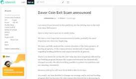 
							         Davor Coin Exit Scam announced — Steemit								  
							    