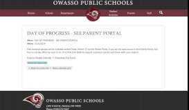 
							         DAY OF PROGRESS - SEE PARENT PORTAL | Owasso Public Schools								  
							    