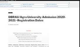 
							         DBRAU/Agra University Admission 2019-2020~Registration Dates								  
							    