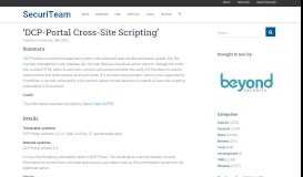 
							         'DCP-Portal Cross-Site Scripting' - SecuriTeam								  
							    