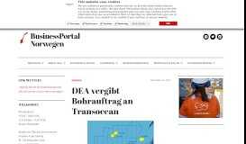 
							         DEA vergibt Bohrauftrag an Transocean – BusinessPortal Norwegen								  
							    