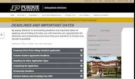 
							         Deadlines & Dates - Undergraduate Admissions - Purdue University								  
							    