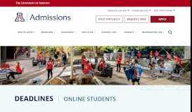
							         Deadlines - UA Admissions - University of Arizona								  
							    