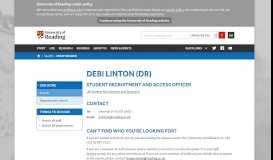 
							         Debi Linton (Dr) - Staff search – University of Reading								  
							    