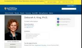 
							         Deborah A. King, Ph.D. - University of Rochester Medical Center								  
							    