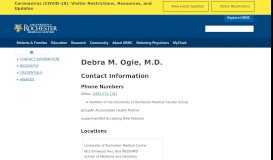 
							         Debra M. Ogie, M.D. - University of Rochester Medical Center - URMC								  
							    