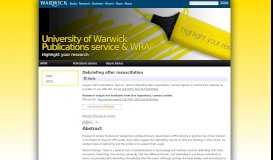 
							         Debriefing after resuscitation - WRAP: Warwick Research Archive Portal								  
							    