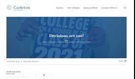 
							         Decisions are out! | Blog | Carleton Admissions - Carleton College								  
							    
