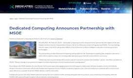 
							         Dedicated Computing Announces Partnership with MSOE for New ...								  
							    