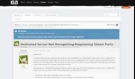 
							         Dedicated Server Not Recognizing/Registering Steam Ports - [Don't ...								  
							    
