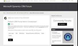 
							         Default CRM Portal Admin Credentials? - Microsoft Dynamics CRM ...								  
							    