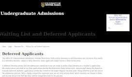 
							         Deferred and Waiting List - ND Admissions - University of Notre Dame								  
							    