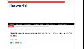
							         degree programmes approved for college of education, agbor - Ikaworld								  
							    