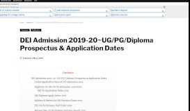 
							         DEI Admission 2019-20~UG/PG/Diploma Prospectus & Application ...								  
							    
