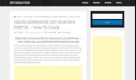 
							         DELSU ADMISSION LIST 2018/2019 PORTAL - How To Check ...								  
							    