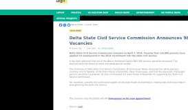 
							         Delta State Civil Service Commission Announces 980 Vacancies ...								  
							    