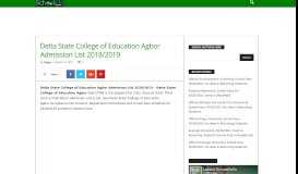 
							         Delta State College of Education Agbor Admission Portal Archives ...								  
							    