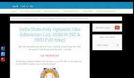 
							         Delta State Poly Ogwashi Uku Admission List, 2018/19 (ND & HND ...								  
							    
