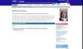 
							         Demelza Hays | VOX, CEPR Policy Portal - Vox EU								  
							    