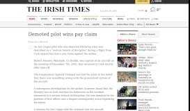 
							         Demoted pilot wins pay claim - Irish Times								  
							    