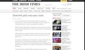 
							         Demoted pilot wins pay claim - The Irish Times								  
							    
