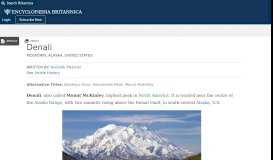 
							         Denali | mountain, Alaska, United States | Britannica								  
							    